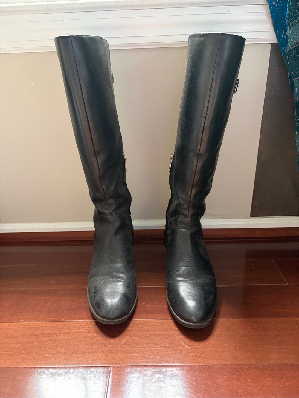 Sam Edelman Black Leather Below the Knee Riding Boots